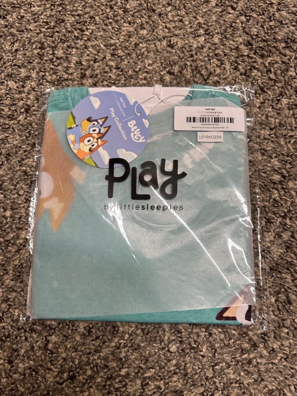 Little Sleepies Teal Bluey Play Short Sleeve Tee